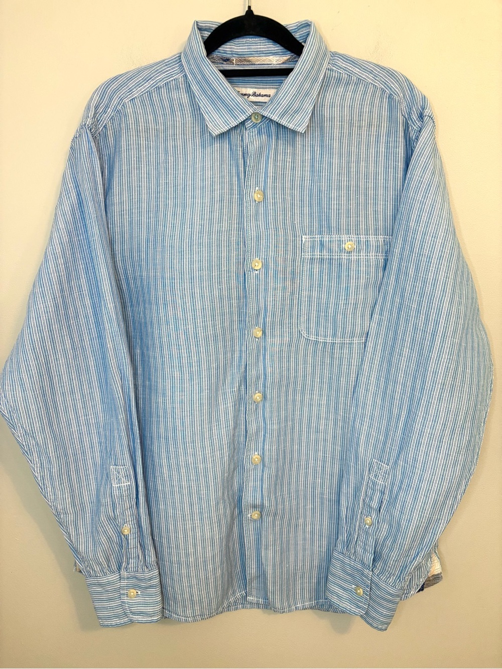 Tommy Bahama Linen Tencel Stripe Button Down Shirt Men’s M